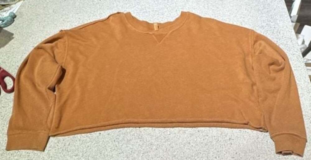Free People Cool Rider Pullover Sweatshirt Cropped Orange